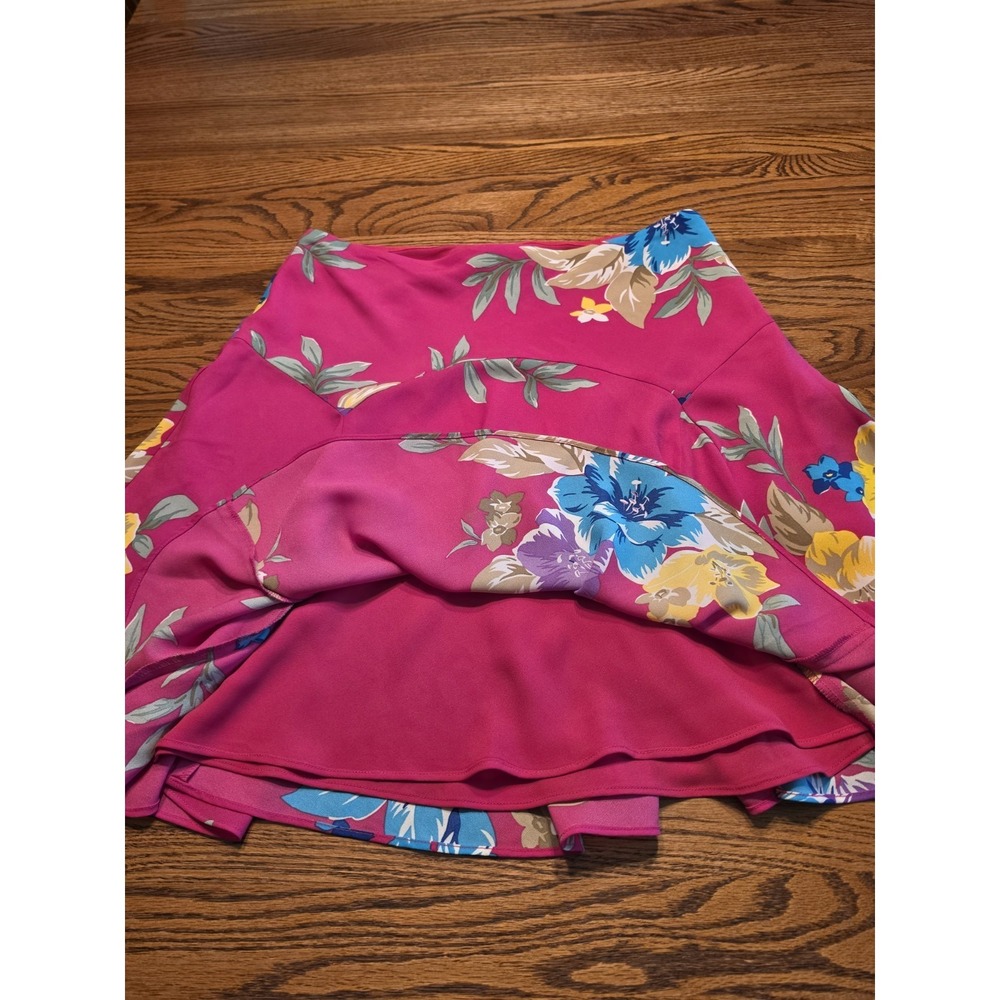 Lauren Ralph Lauren Georgette Floral Skirt Womens Size 6 Fuchsia Pink A-line - Picture 5 of 13
